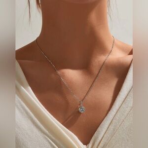 Anthro Solitaire Silver Necklace